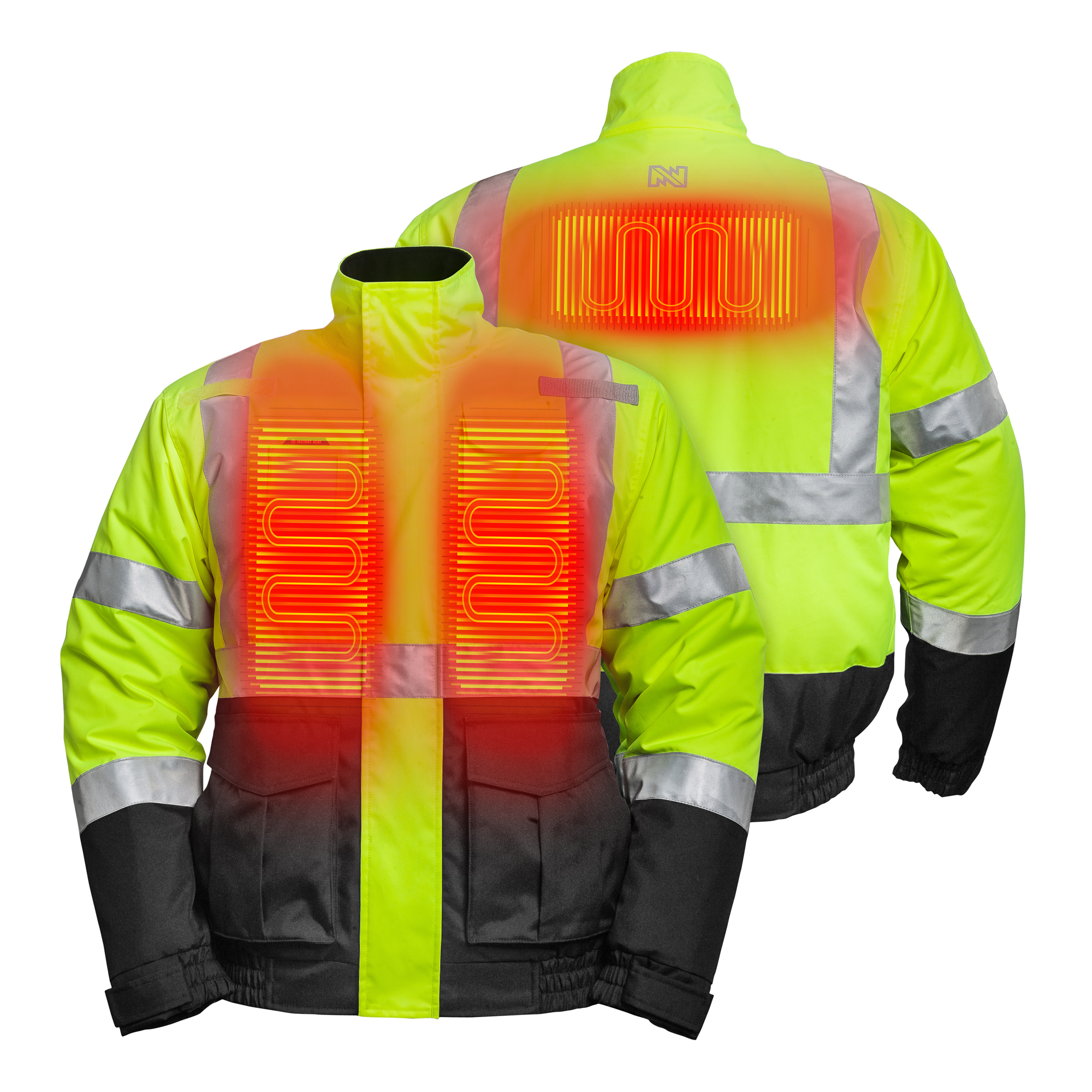 Fieldsheer, Men's 7.4V Heated Hi-Viz Jacket Class 3 Size L, Color Hi-Viz, Model# MWJ19M04-10-04